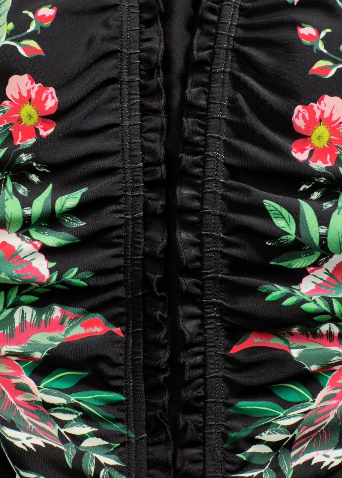 bonprix Nachhaltigere Materialien|Shapewear^Medium Shape-Badeanzug mit Volants schwarz floral