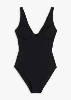 bonprix Nachhaltigere Materialien|Shapewear^Medium Shape-Badeanzug mit tiefem Ausschnitt schwarz