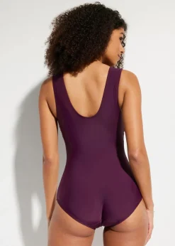bonprix Nachhaltigere Materialien|Bademode·Badeanzüge^Medium Shape-Badeanzug mit V-Ausschnitt holunderbeere