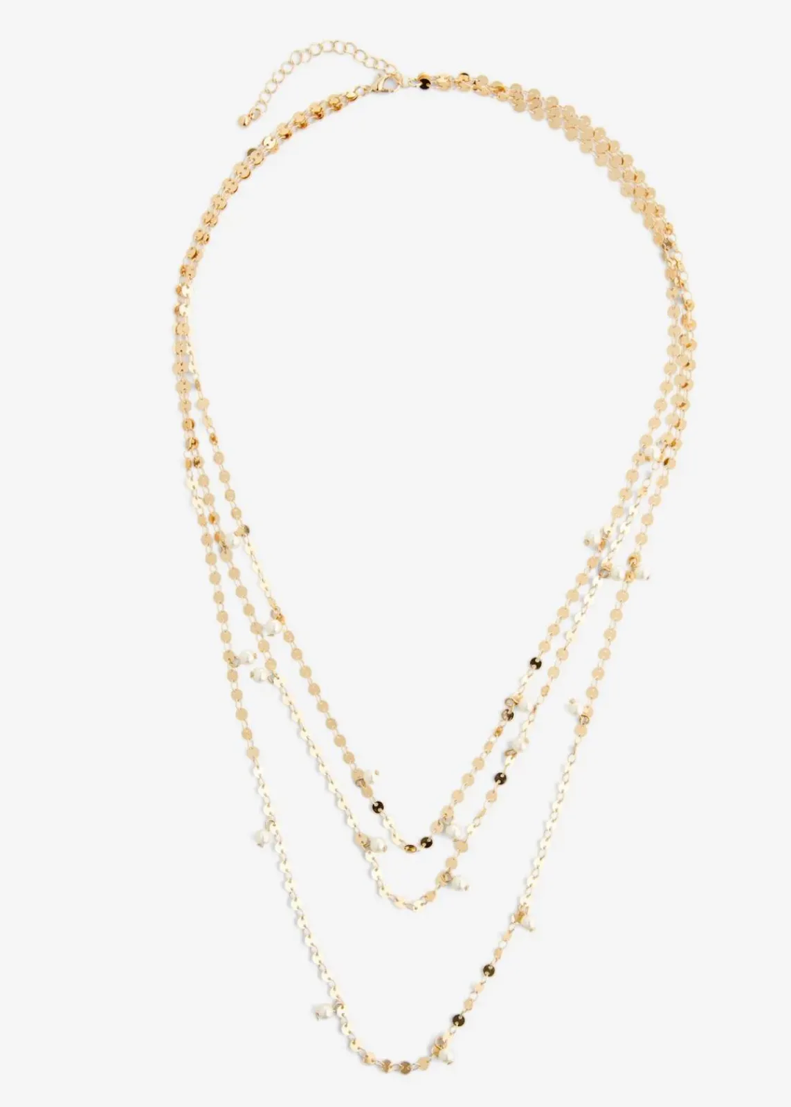 bonprix Schmuck|Schuhe & Accessoires In Spezialgrößen·Schmuck^Mehrreihige Kette goldfarben/perlweiß
