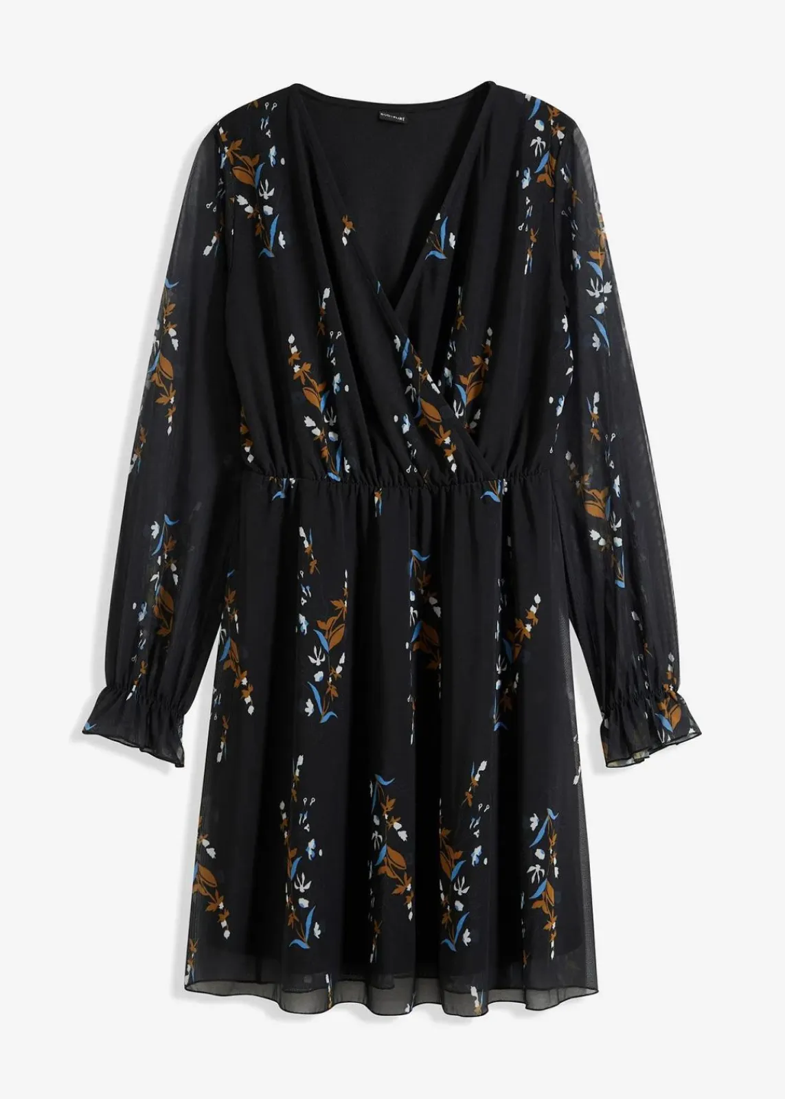 bonprix Bekleidung·Pullover & Strickjacken|Kleider^Meshkleid schwarz geblümt