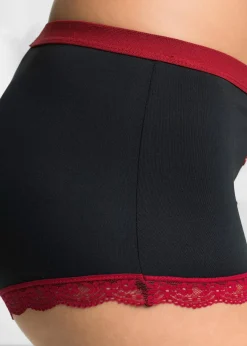 bonprix Wäsche·Höschen|Höschen^Microfaser Damen Boxer (3er Pack) schwarz + dunkelrot