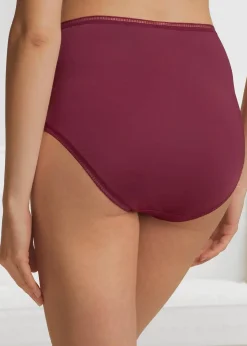 bonprix Wäsche·Basics|Wäsche·Höschen^Microfaser Highwaist Slip (3er Pack) schwarz + bordeaux