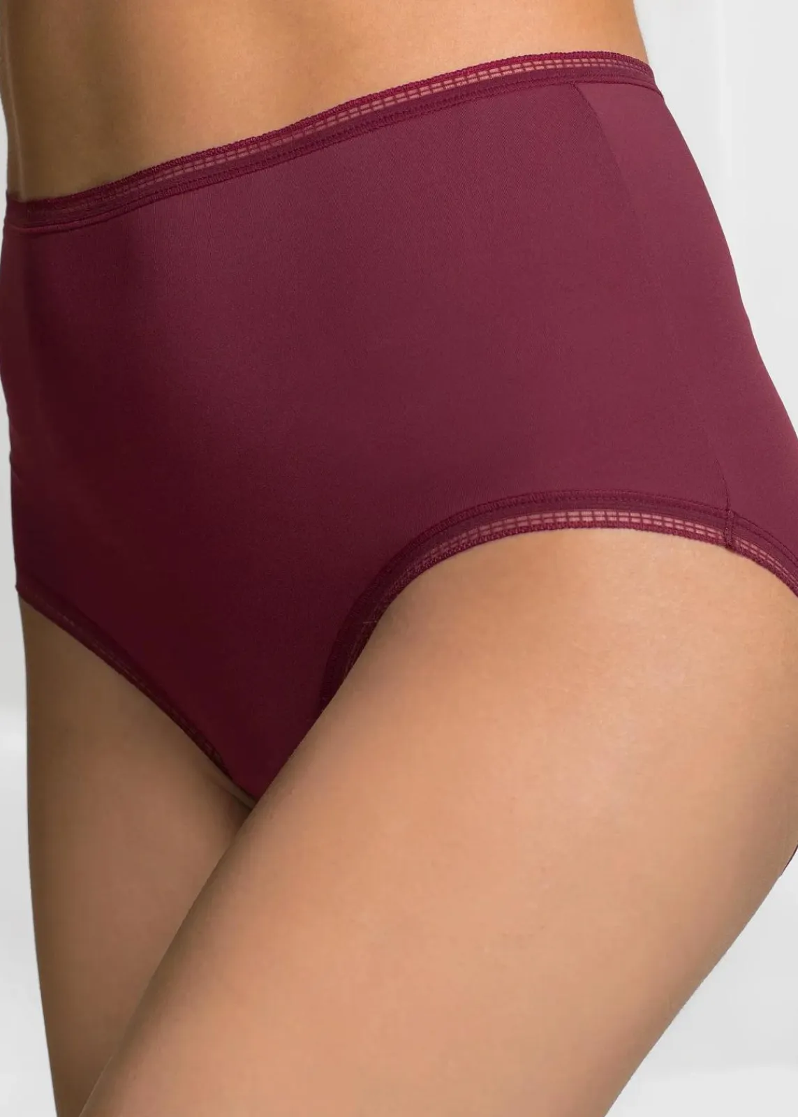 bonprix Wäsche·Basics|Wäsche·Höschen^Microfaser Highwaist Slip (3er Pack) schwarz + bordeaux