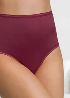 bonprix Wäsche·Basics|Wäsche·Höschen^Microfaser Highwaist Slip (3er Pack) schwarz + bordeaux
