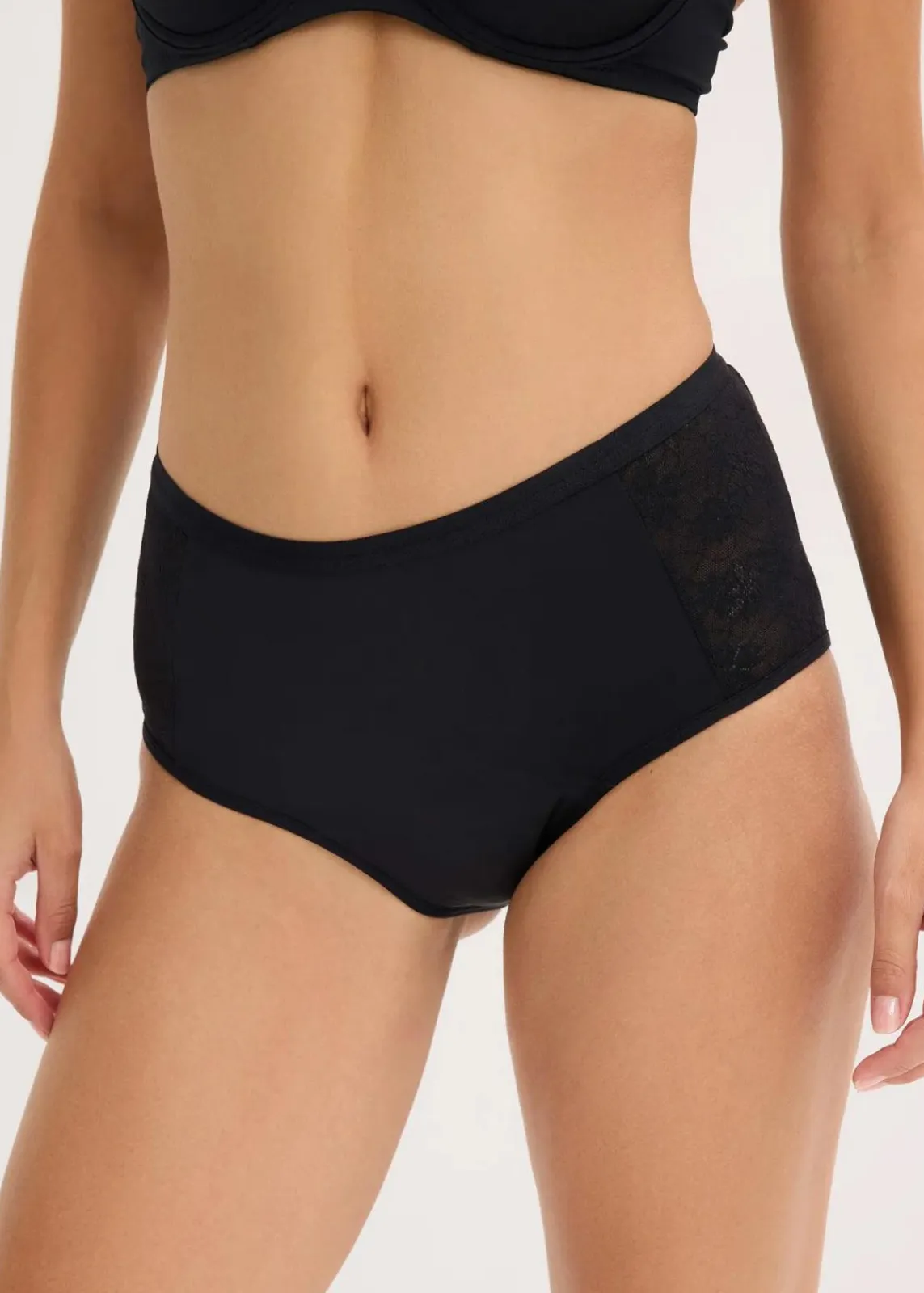 bonprix Wäsche·Höschen|Höschen^Microfaser Perioden Slip mit mittlerer Saugkraft (2er Pack) schwarz