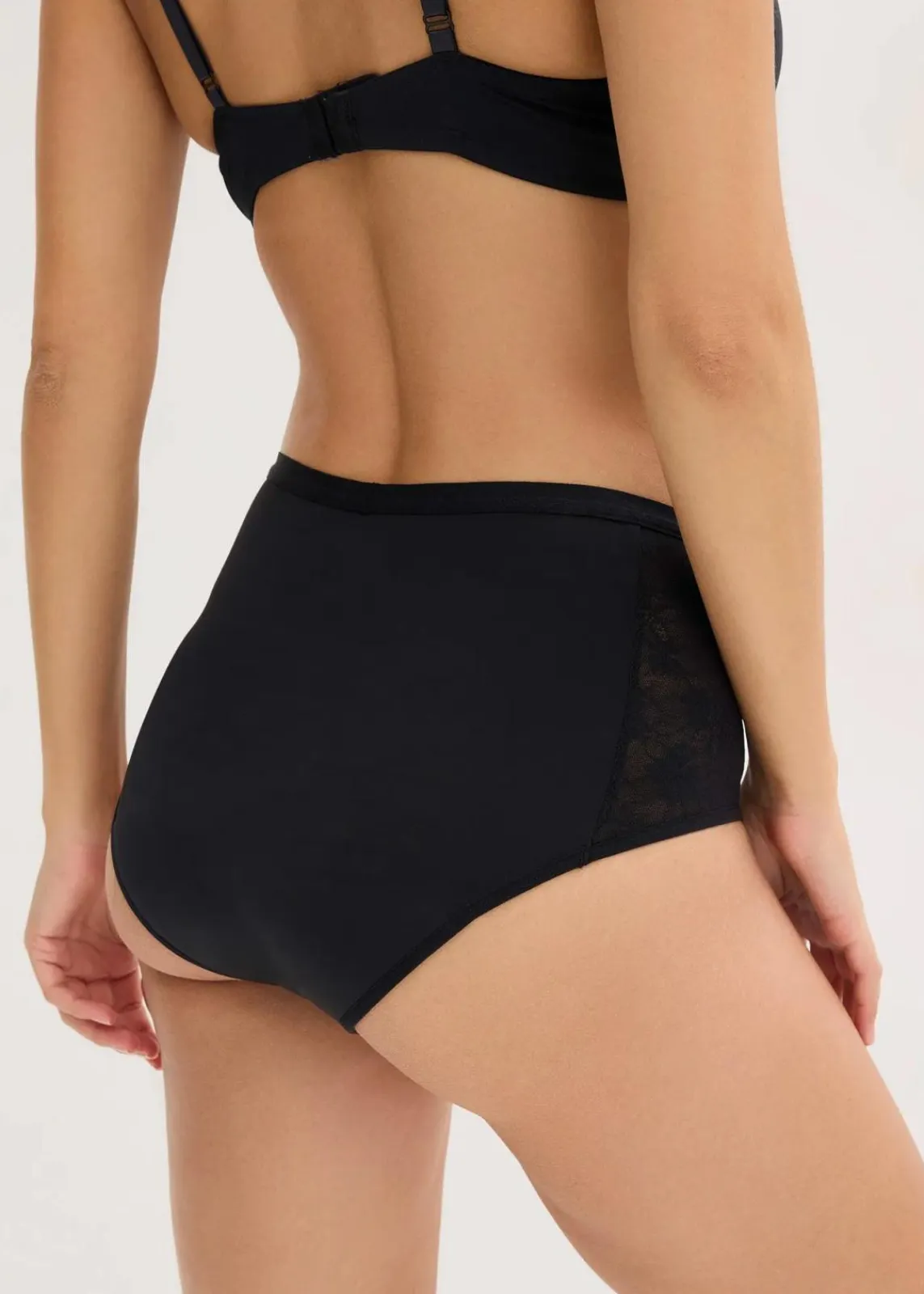 bonprix Wäsche·Höschen|Höschen^Microfaser Perioden Slip mit mittlerer Saugkraft (2er Pack) schwarz