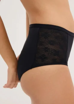bonprix Wäsche·Höschen|Höschen^Microfaser Perioden Slip mit mittlerer Saugkraft (2er Pack) schwarz