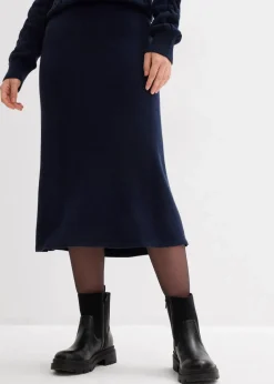 bonprix Bekleidung·Sportbekleidung|Zweiteiler & Sets^Midi Strickrock aus softem Viskose-Mix dunkelblau