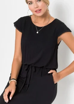 bonprix Nachhaltigere Materialien^Midi-Jerseykleid aus nachhaltiger Viskose mit Elasthan schwarz