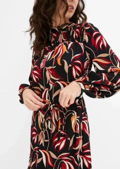 bonprix Bekleidung·Pullover & Strickjacken|Kleider^Midikleid schwarz geblümt