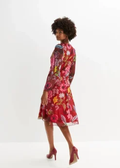 bonprix Bekleidung·Pullover & Strickjacken|Kleider^Midikleid bordeaux/pink floral