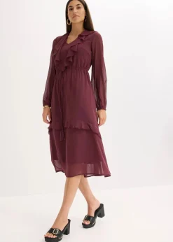 bonprix Kleider|Bekleidung·Pullover & Strickjacken^Midikleid weinrot