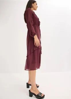 bonprix Kleider|Bekleidung·Pullover & Strickjacken^Midikleid weinrot
