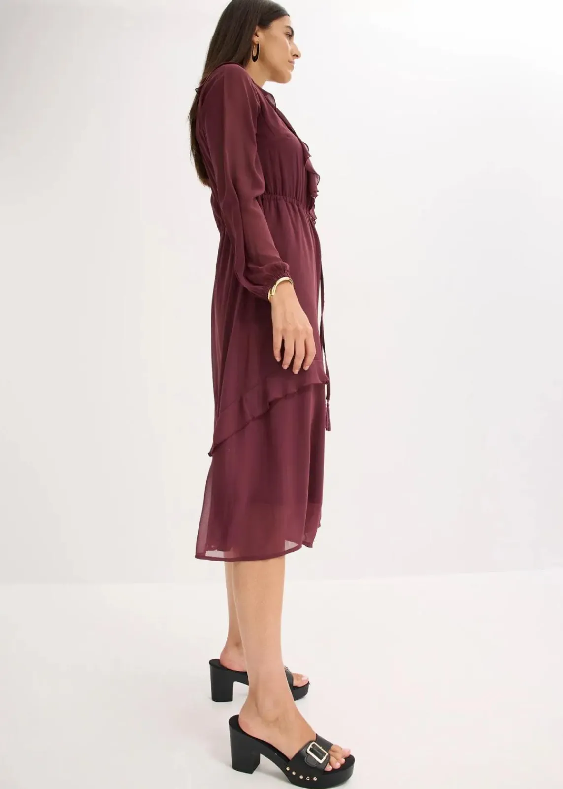 bonprix Kleider|Bekleidung·Pullover & Strickjacken^Midikleid weinrot