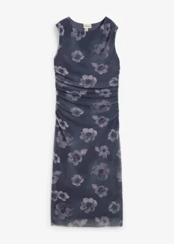 bonprix Kleider|Nachhaltigere Materialien^Midikleid anthrazit geblümt