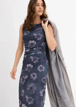 bonprix Kleider|Nachhaltigere Materialien^Midikleid anthrazit geblümt
