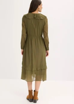 bonprix Bekleidung·Pullover & Strickjacken|Kleider^Midikleid dunkeloliv