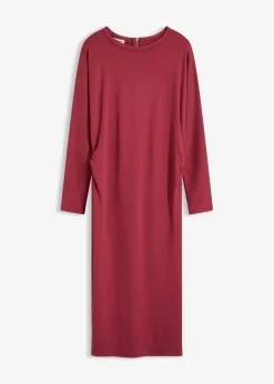 bonprix Kleider|Bekleidung·Pullover & Strickjacken^Midikleid aus bequemen Punto di Roma pflaumenrot