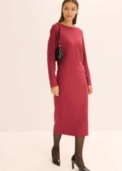 bonprix Kleider|Bekleidung·Pullover & Strickjacken^Midikleid aus bequemen Punto di Roma pflaumenrot