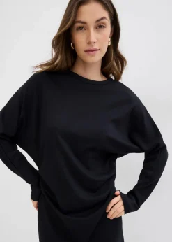 bonprix Bekleidung·Pullover & Strickjacken|Kleider^Midikleid aus bequemen Punto di Roma schwarz