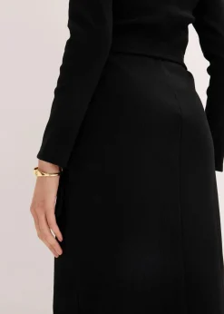 bonprix Nachhaltigere Materialien|Kleider^Midikleid aus elastischem Baumwoll-Mix schwarz