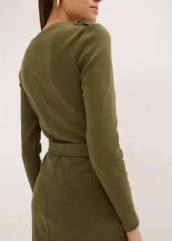 bonprix Kleider|Nachhaltigere Materialien^Midikleid aus elastischem Baumwoll-Mix dunkeloliv