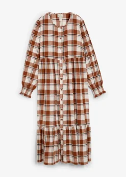 bonprix Bekleidung·Pullover & Strickjacken|Kleider^Midikleid aus Flanell ziegelbraun kariert