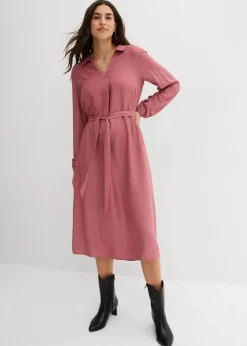 bonprix Kleider^Midikleid aus fließender Viskose softbeere