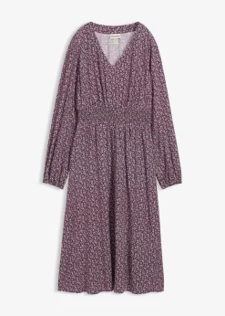 bonprix Kleider|Bekleidung·Pullover & Strickjacken^Midikleid aus fließender Viskose weinrot bedruckt