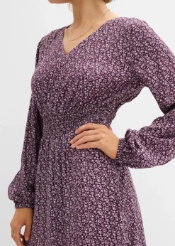 bonprix Kleider|Bekleidung·Pullover & Strickjacken^Midikleid aus fließender Viskose weinrot bedruckt