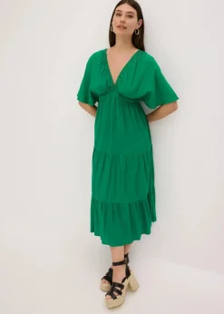 bonprix Bekleidung·Pullover & Strickjacken|Kleider^Midikleid aus fließender Viskose grün