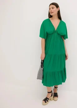 bonprix Bekleidung·Pullover & Strickjacken|Kleider^Midikleid aus fließender Viskose grün