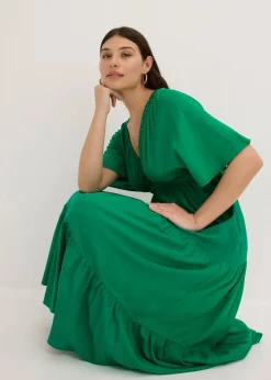 bonprix Bekleidung·Pullover & Strickjacken|Kleider^Midikleid aus fließender Viskose grün