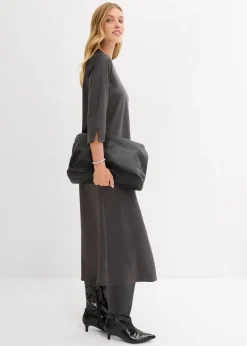bonprix Bekleidung·Pullover & Strickjacken|Kleider^Midikleid aus glänzendem Satin anthrazit