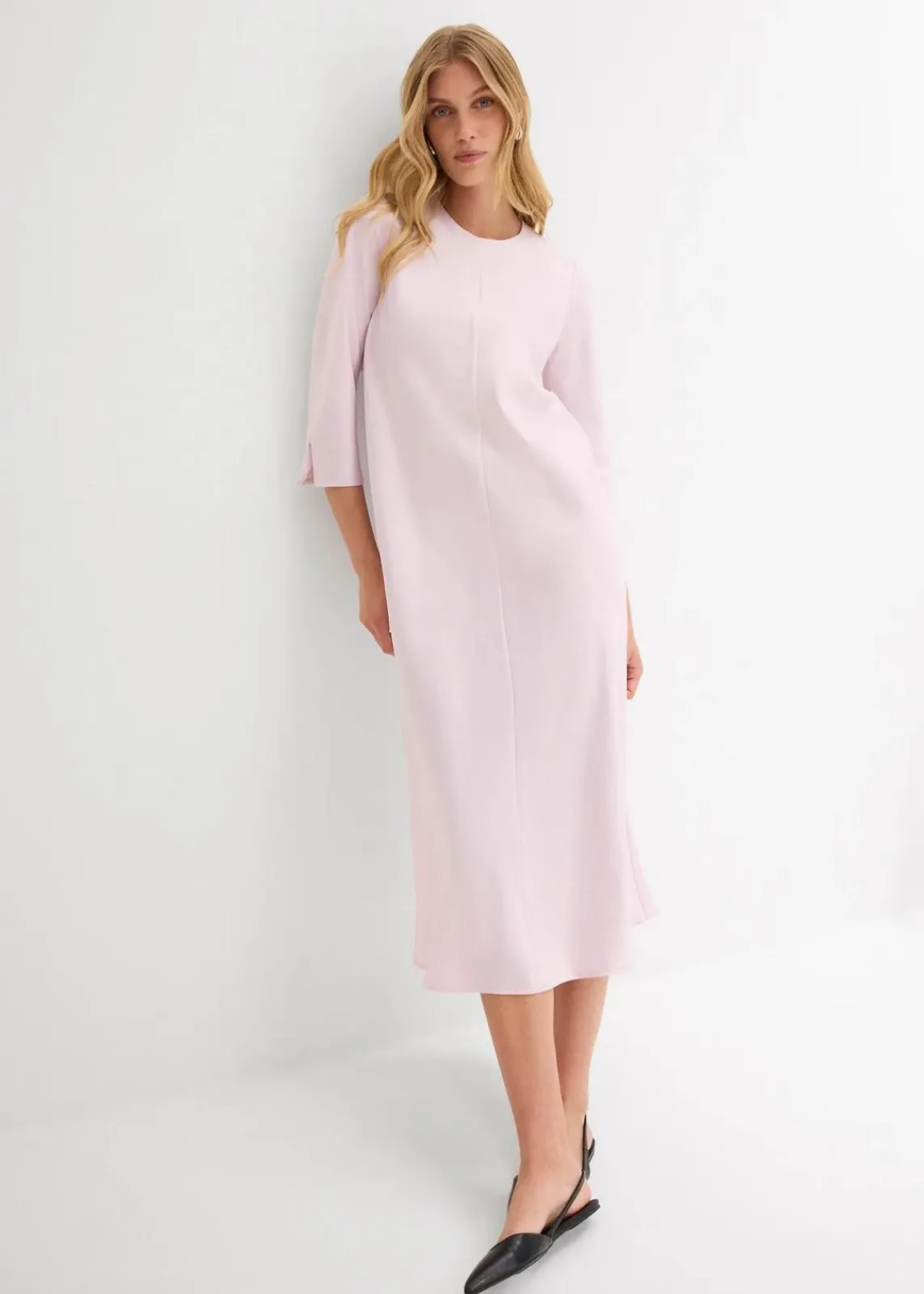 bonprix Kleider|Bekleidung·Pullover & Strickjacken^Midikleid aus glänzendem Satin puderflieder