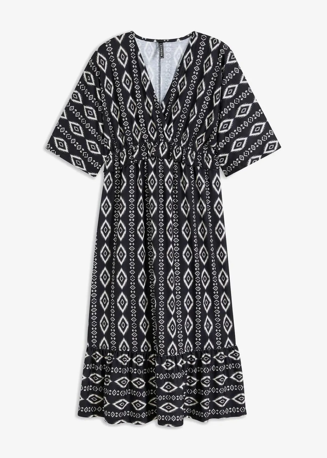 bonprix Bekleidung·Pullover & Strickjacken|Kleider^Midikleid aus Jersey schwarz bedruckt