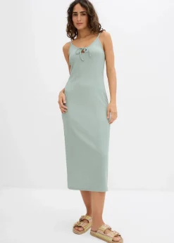 bonprix Kleider|Nachhaltigere Materialien^Midikleid aus leichtem Crêpe rauchgrün