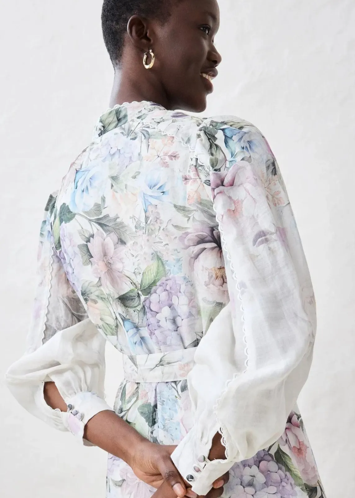 bonprix Premium|Kleider^Midikleid aus Ramie (2 tlg.Set mit Gürtel) puderflieder floral