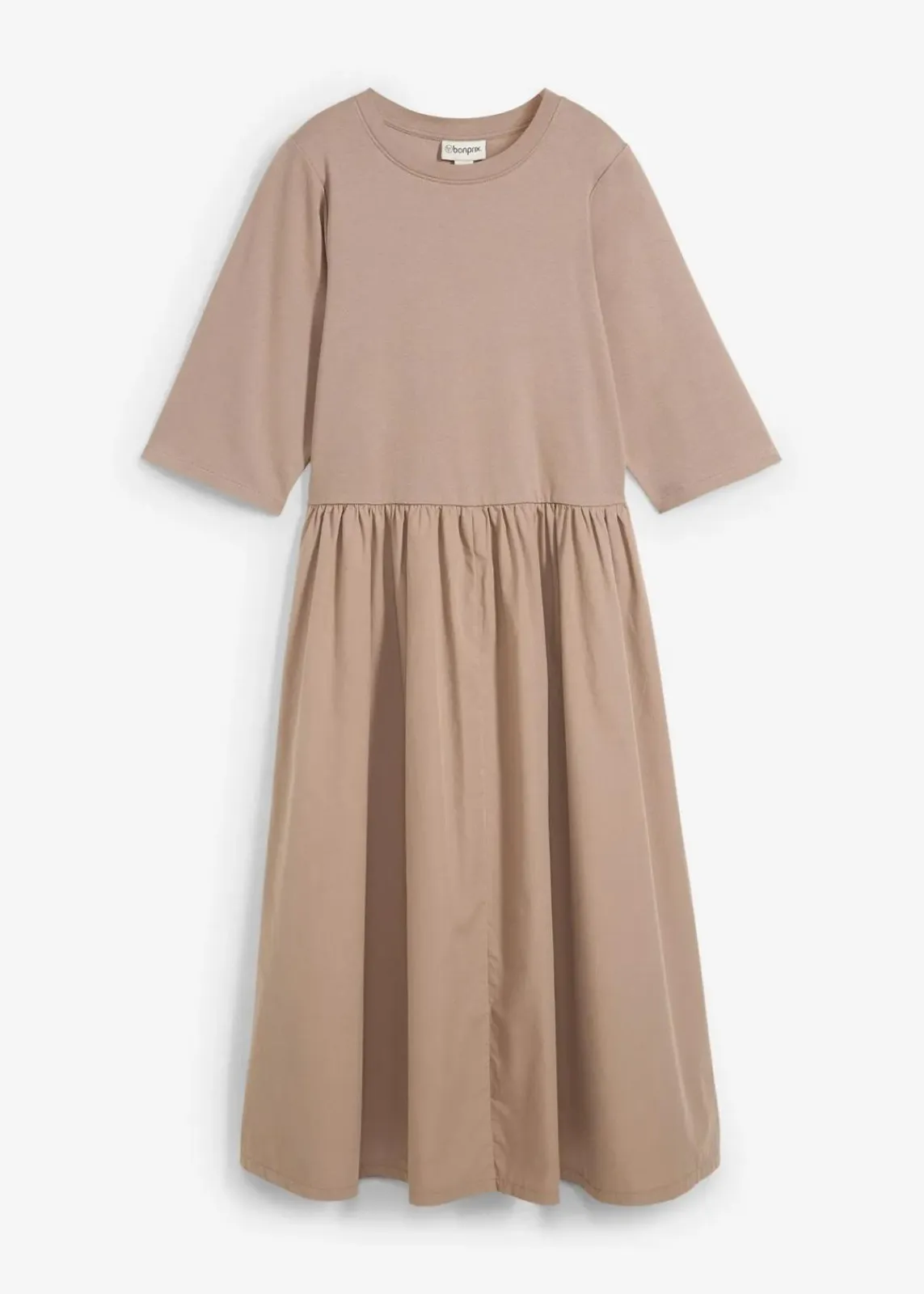 bonprix Kleider^Midikleid aus reiner Baumwolle taupe