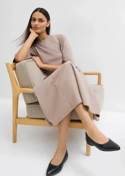 bonprix Kleider^Midikleid aus reiner Baumwolle taupe