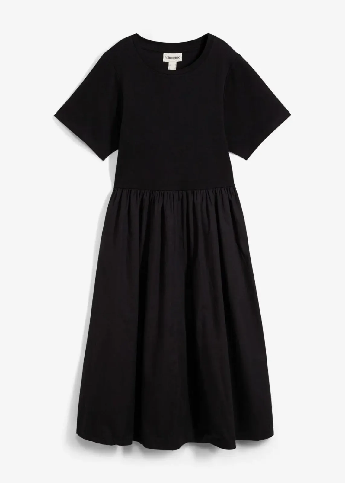bonprix Kleider^Midikleid aus reiner Baumwolle schwarz