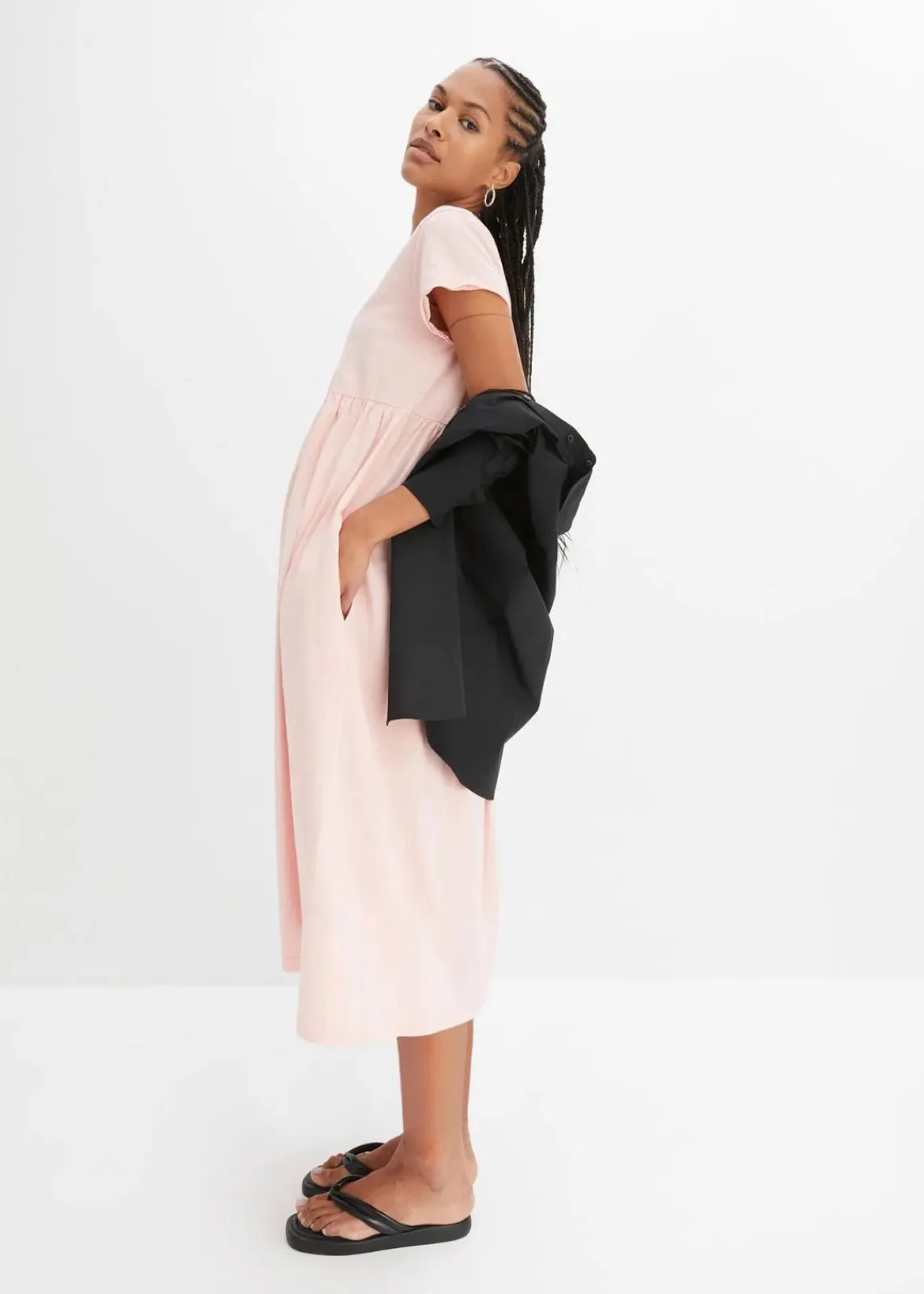 bonprix Nachhaltigere Materialien|Kleider^Midikleid aus reiner Bio-Baumwolle bonbonrosa