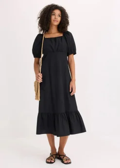 bonprix Kleider|Bekleidung·Pullover & Strickjacken^Midikleid aus reiner Bio-Baumwolle schwarz