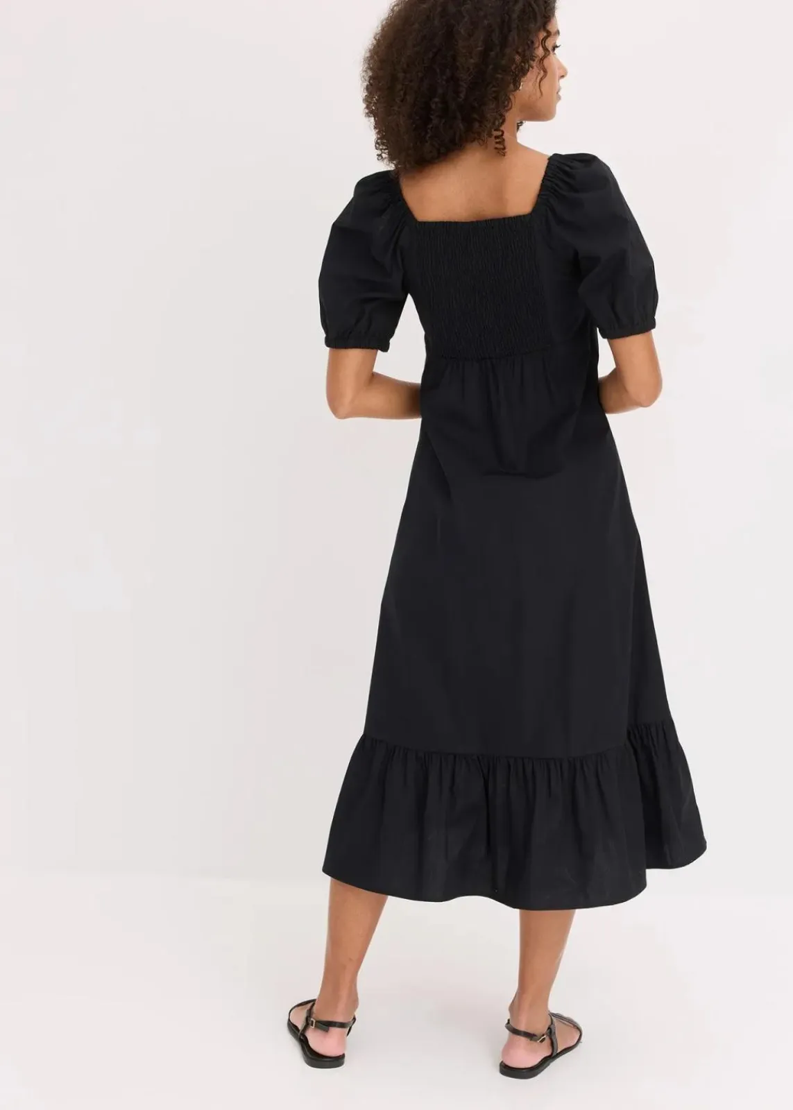 bonprix Kleider|Bekleidung·Pullover & Strickjacken^Midikleid aus reiner Bio-Baumwolle schwarz