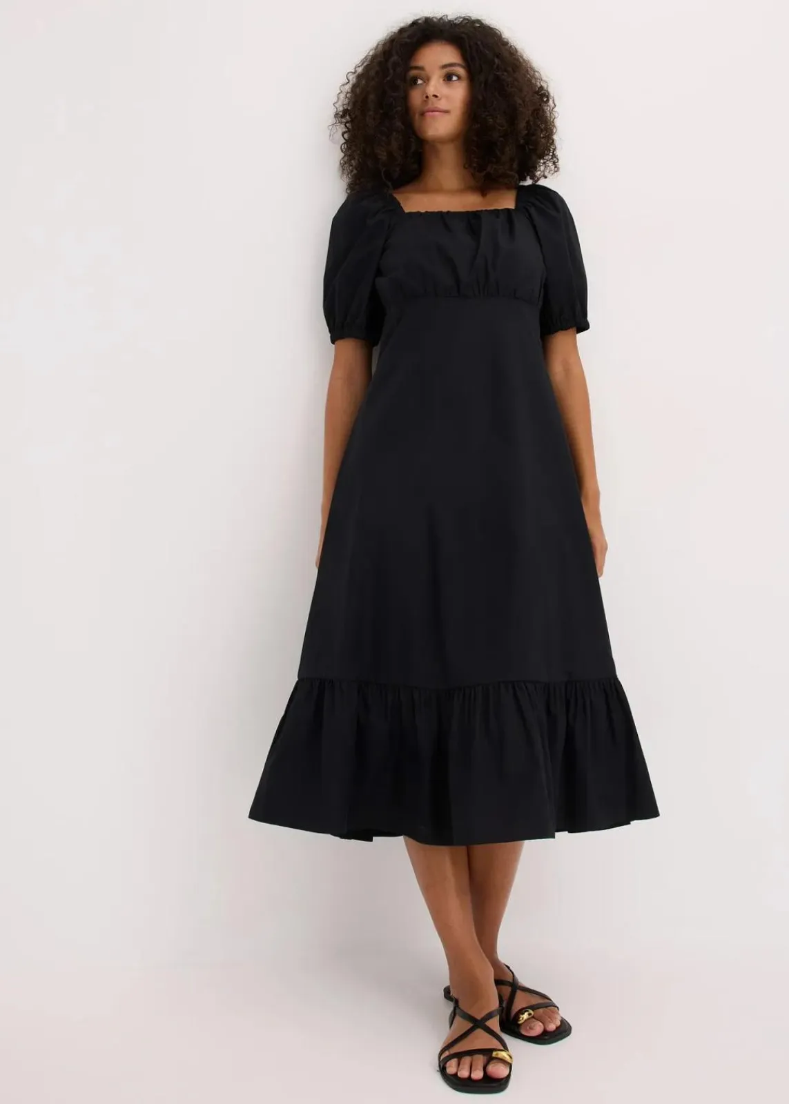 bonprix Kleider|Bekleidung·Pullover & Strickjacken^Midikleid aus reiner Bio-Baumwolle schwarz