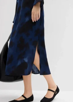 bonprix Kleider|Bekleidung·Pullover & Strickjacken^Midikleid aus Satin dunkelblau