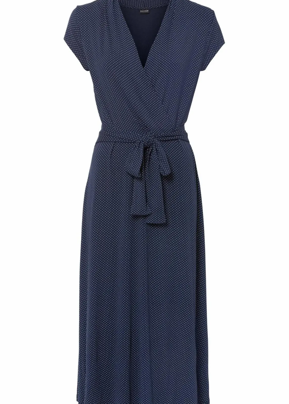 bonprix Bekleidung·Pullover & Strickjacken|Kleider^Midikleid aus Viksose-Mix dunkelblau/weiß gepunktet