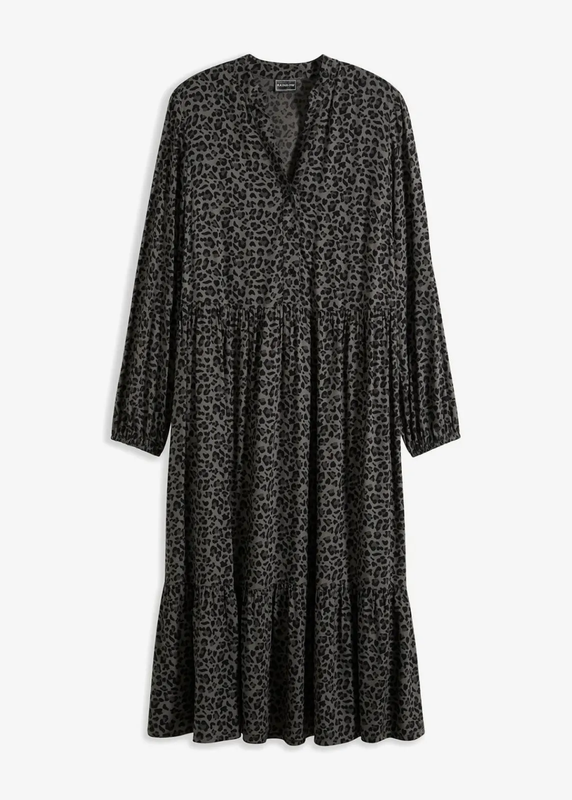 bonprix Bekleidung·Pullover & Strickjacken|Nachhaltigere Materialien^Midikleid aus Viskose rauchgrau leo bedruckt