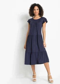 bonprix Bekleidung·Pullover & Strickjacken|Kleider^Midikleid aus Viskose dunkelblau